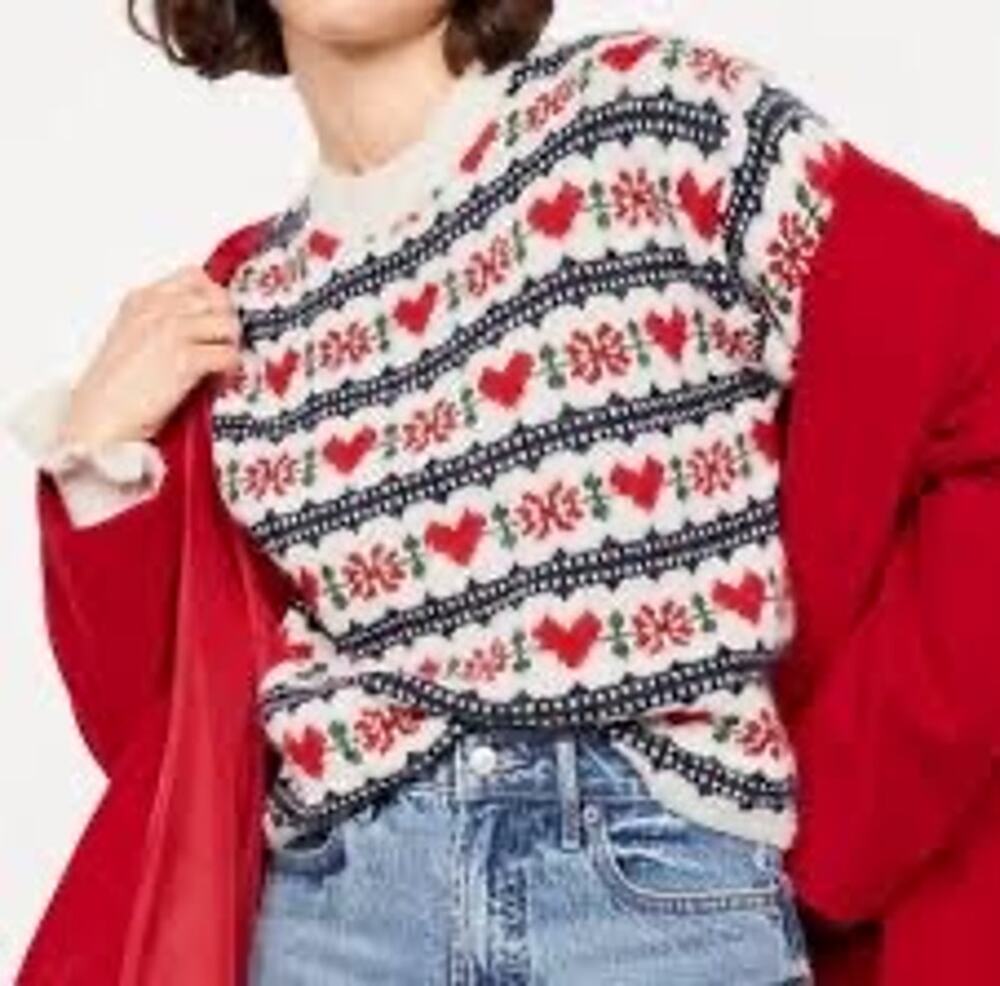 Old Navy Women’s Fair Isle Heart Sweater – Size M (NWT)